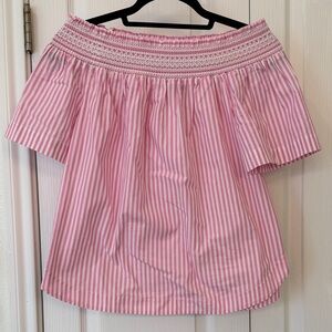 Vineyard Vines Pink Striped Off-Shoulder Top